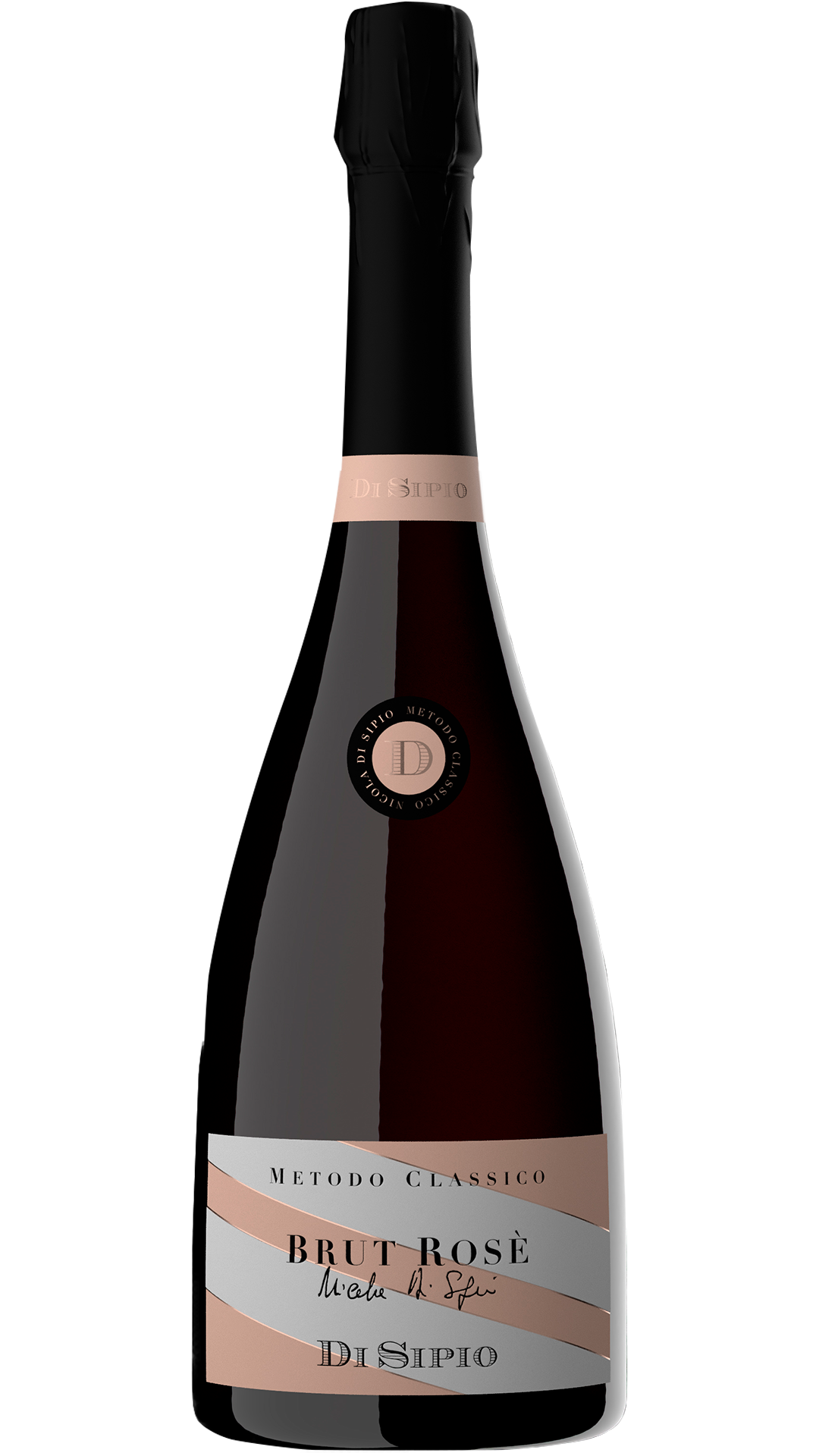 Vino brillante e vivace con sfumature di oro rosa ottenuto da uve Pinot nero e Chardonnay.